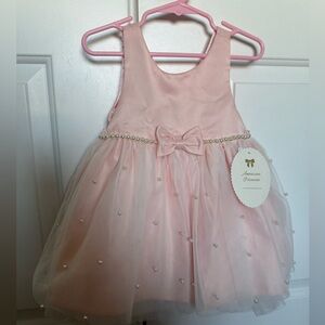 American Princess Pink Dress with Pearl Accents